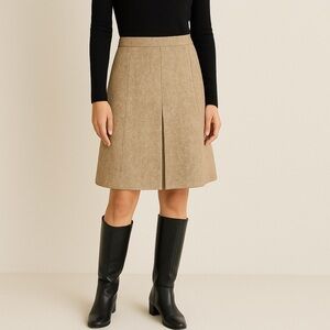 Barneys New York Wool Tweed A-Line Skirt Made in Italy Beige in 6 Elegant Office